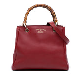 Small Calfskin Bamboo Shopper Satchel